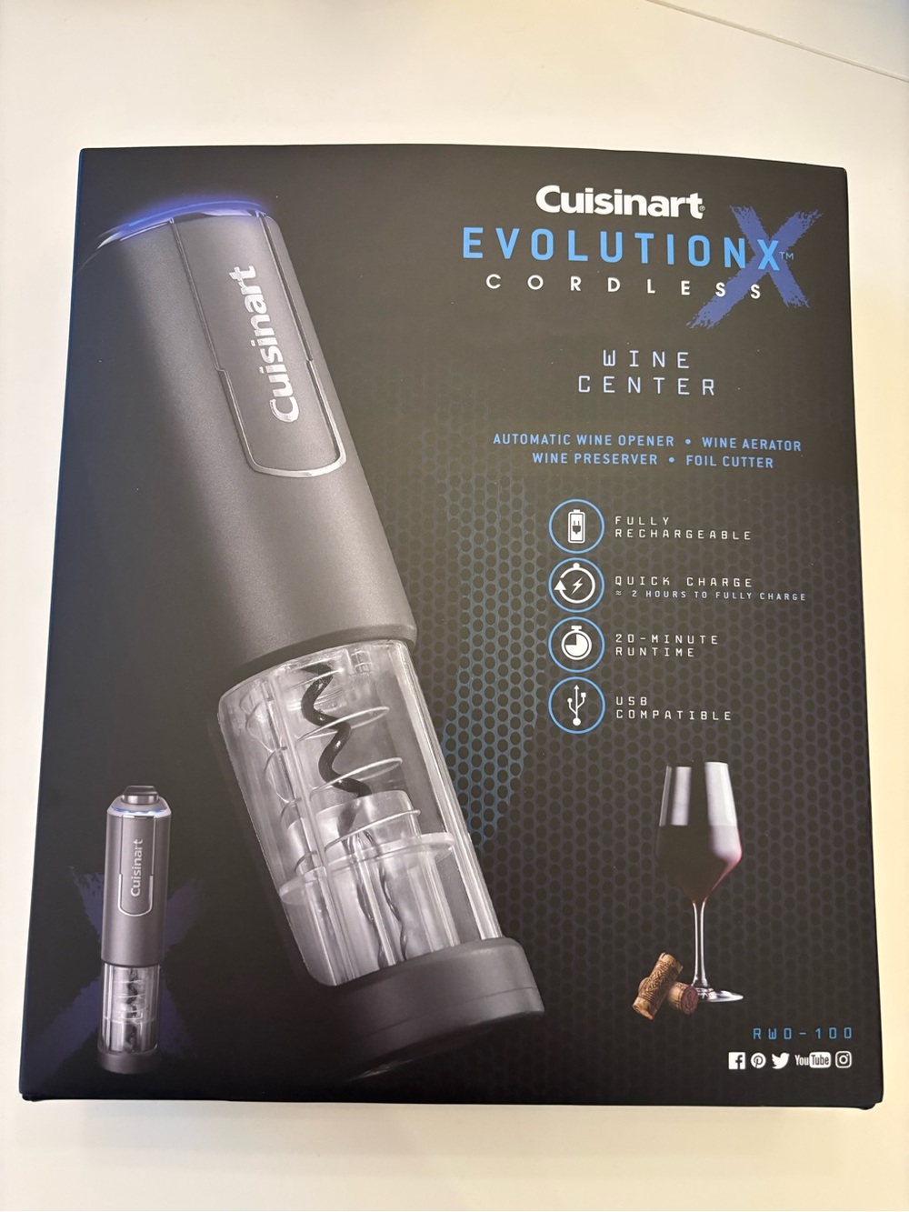 Cuisinart Evolution X Cordless Wine Center - Gray with Blue Accent